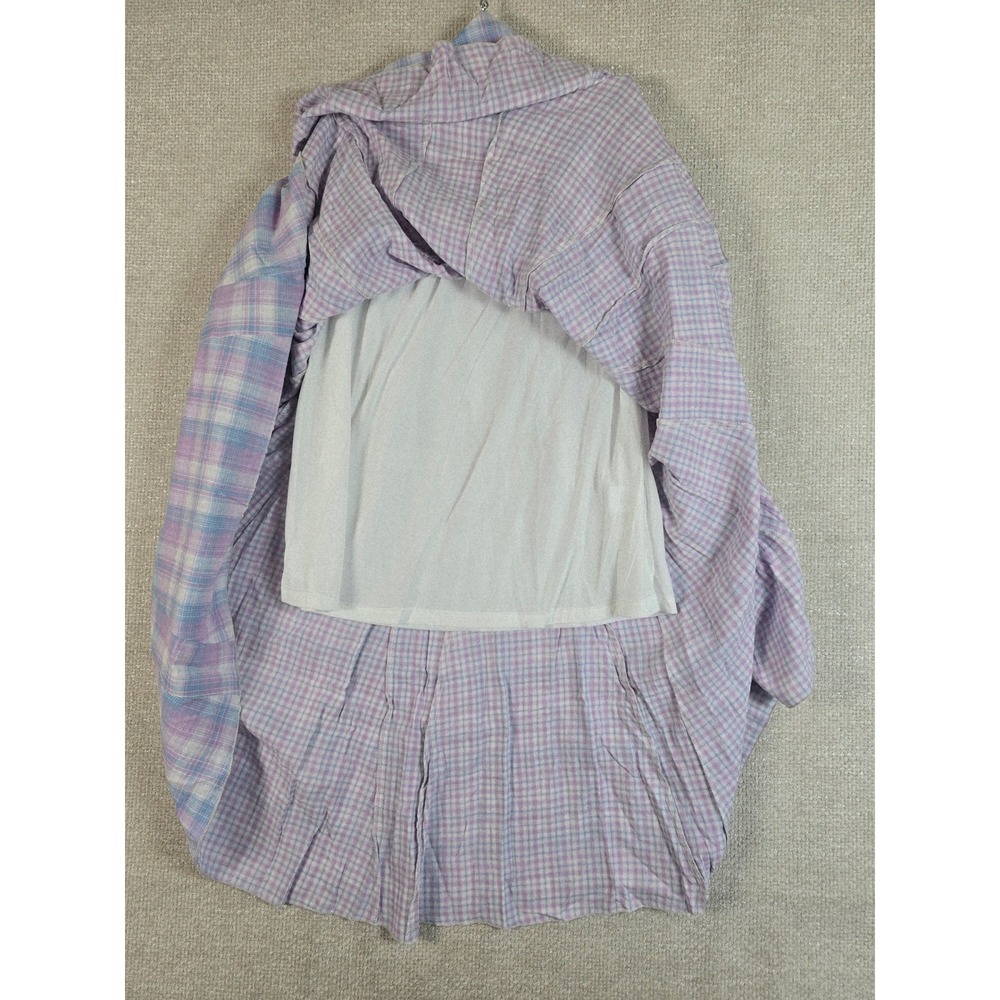 Listicle Womens Pastel Plaid Cotton Maxi Skirt Lavender Blue Elastic Waist Sz L - Picture 8 of 10